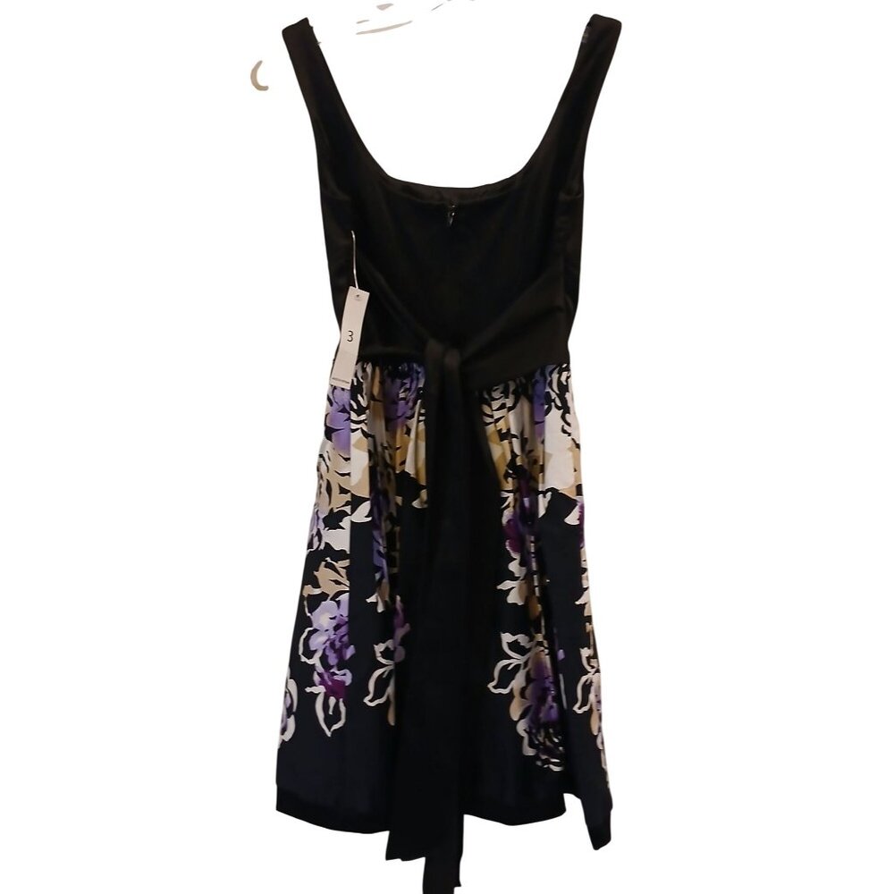 Teeze Me Jr Dress Size 3 Black Purple Floral Cotton Blend Sleeveless NWT #I-12 - Picture 7 of 13